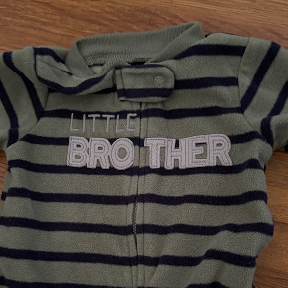 Carter's Green and Black Striped Footie Pajamas - Picture 4 of 9